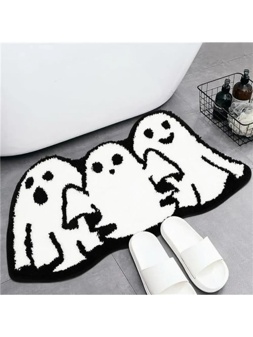 Halloween Ghost Bathroom Rug Non Slip Bath Mat Soft Absorbent Spooky Floor Carpe